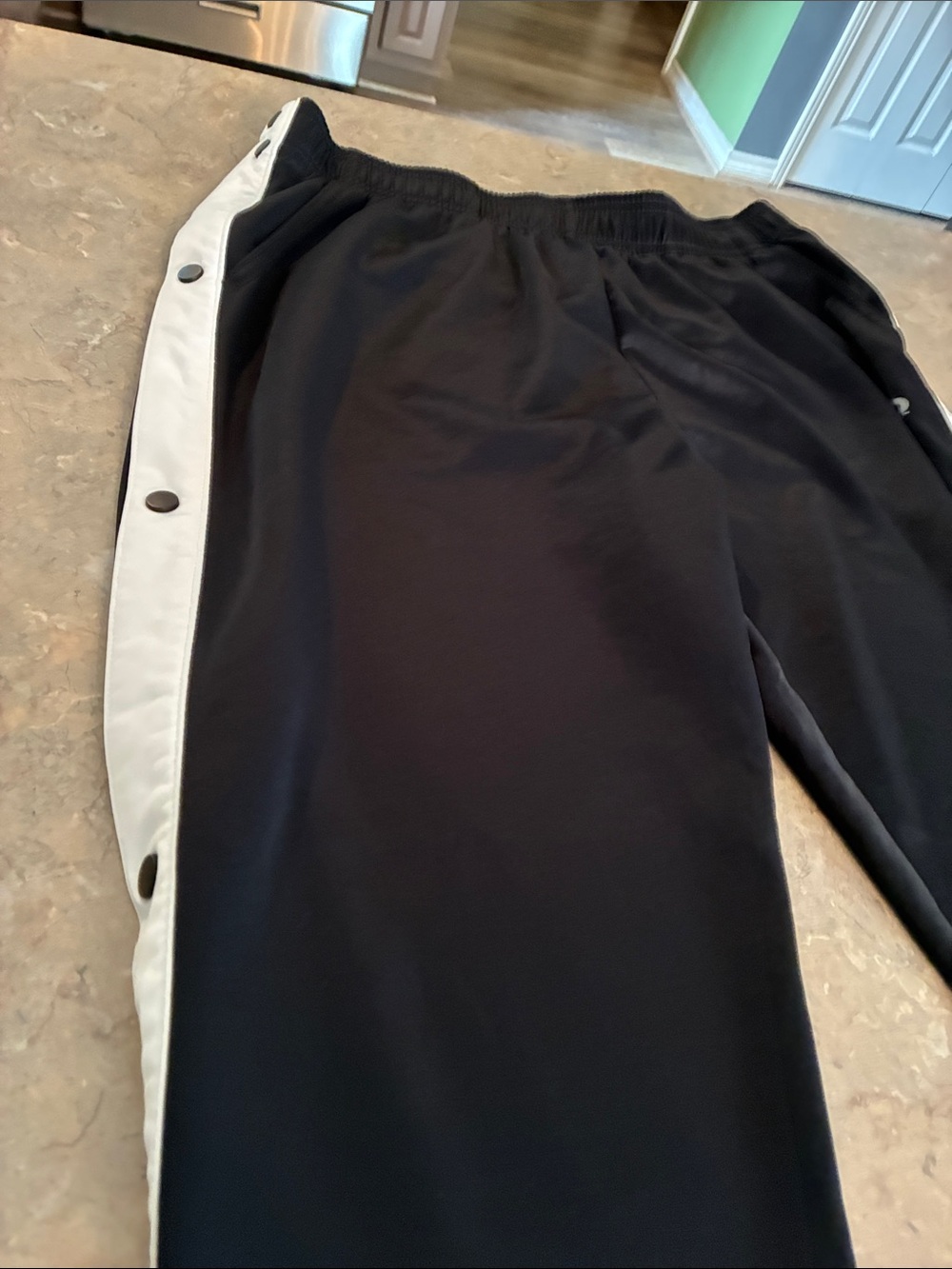 Baleaf Black Track Joggers with White Snap Side Stripe